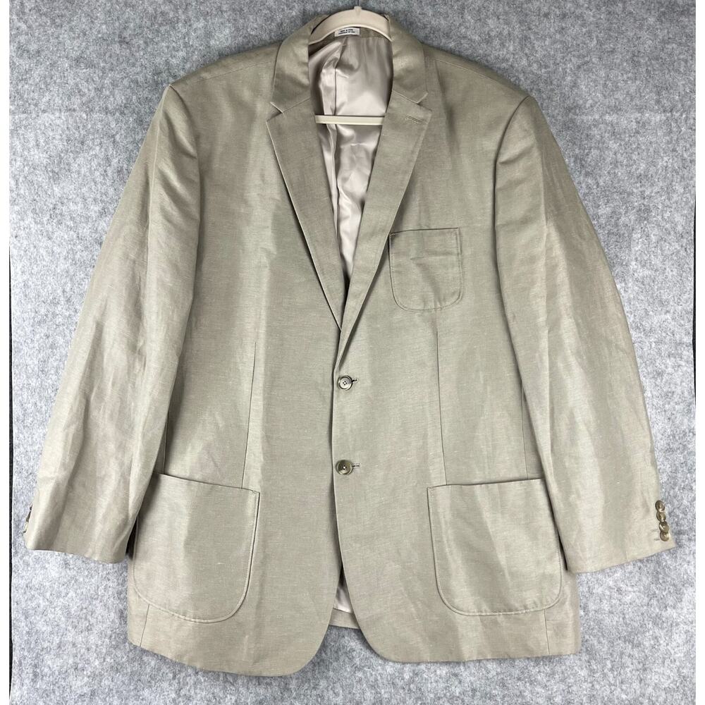 Calvin Klein Linen Cotton Blazer Sport Coat Mens XXL Beige Two Button Career